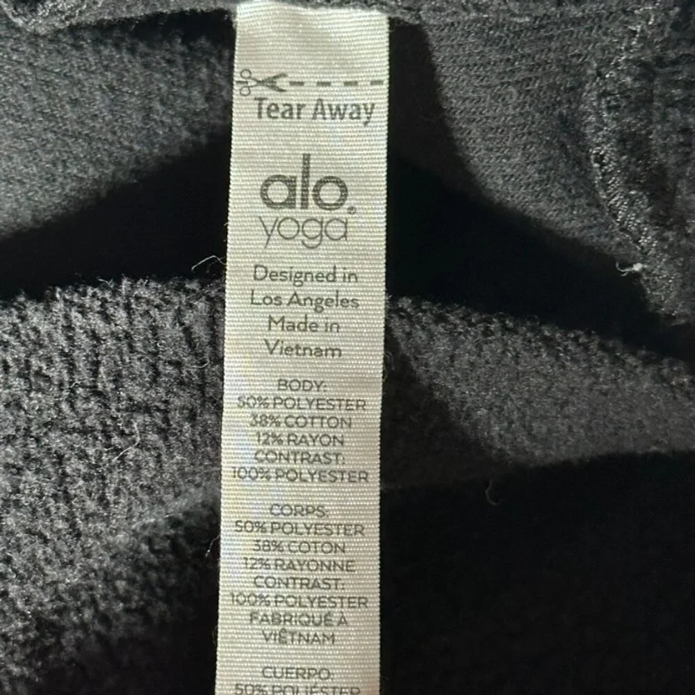 Alo Yoga Sweater Black Mixed Media Oversized Pullover Womens Medium Comfy Lounge - Picture 8 of 11
